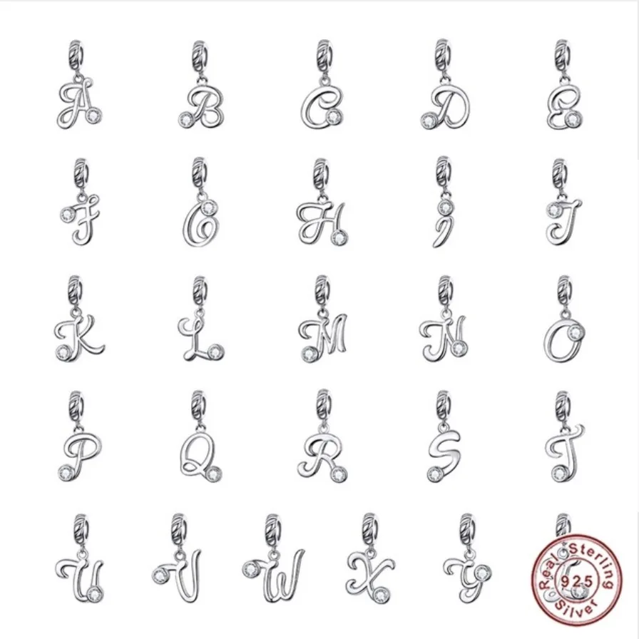 925 Sterling Silver 26 Letters Alphabet Pendant Fit Original Pandora Charm Bracelet Necklace Beads for Women Silver Jewelry
925 Sterling Silver 26 Letters Alphabet Pendant Fit Original Pandora Charm Bracelet Necklace Beads for Women Silver Jewelry