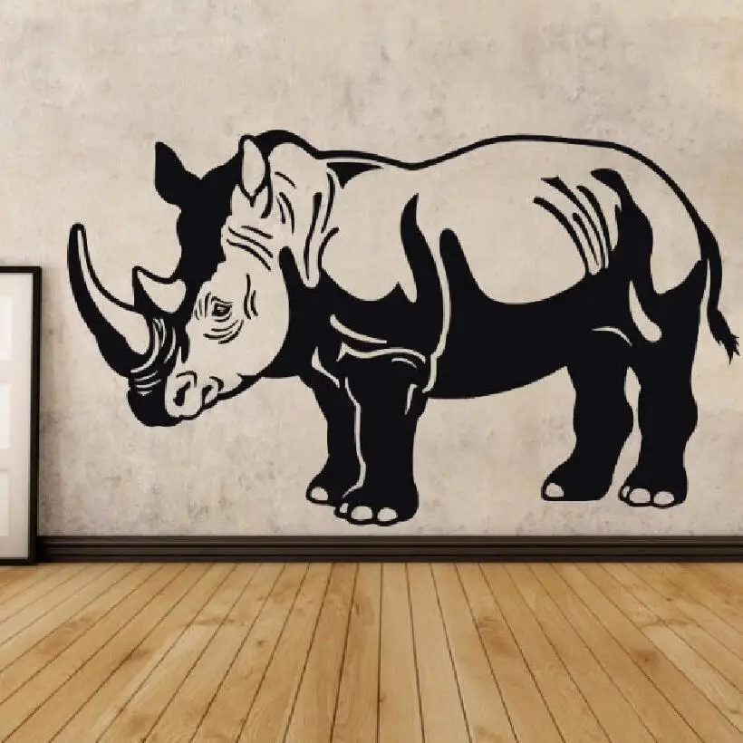 

YOYOYU Wall Sticker Afican Pried Animal PVC Rhino Home Decoration Zoo Decor Removeable Sticker Poster Mural J992