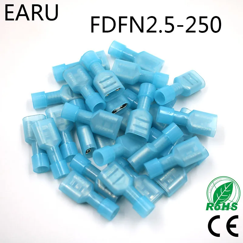FDFN2-250 FDFN2.5-250 нейлоновый латунный женский изолированный лопаточный соединитель