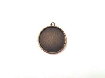 Double sided 20mm round pendant trays,brass plated, 2 sided blank settings, B104theof 
Double sided 20mm round pendant trays,brass plated, 2 sided blank settings, B104theof