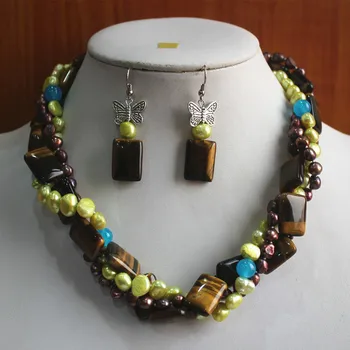 Wholesale 3 rows mixed colors fresh water shell pear/tiger eye necklace+tiger eye earring and necklace pendant jewelry set 
Wholesale 3 rows mixed colors fresh water shell pear/tiger eye necklace+tiger eye earring and necklace pendant jewelry set