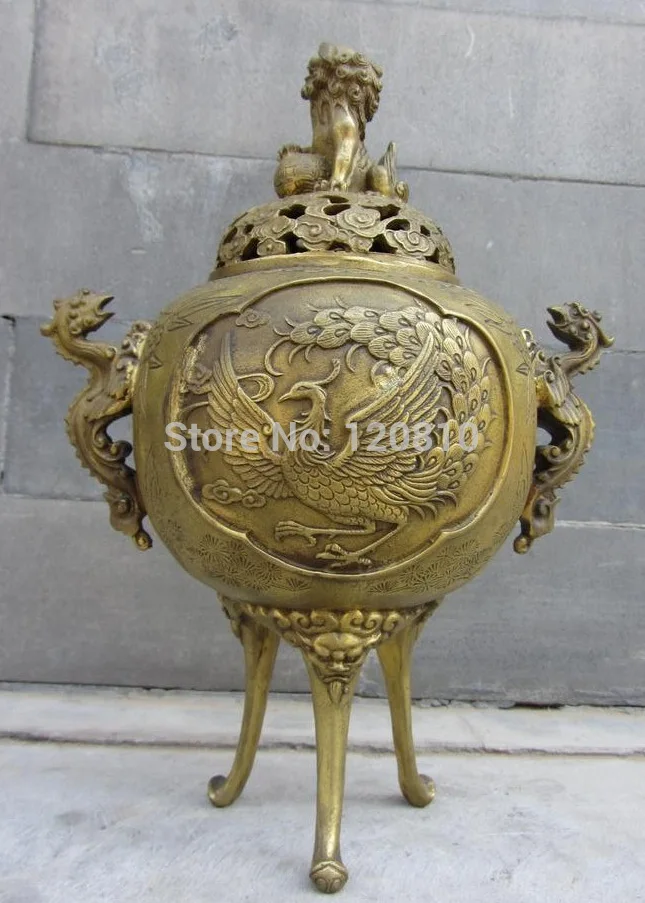 Chinese Royal Brass Copper Feng Shui Dragon Ear Phoenix Incense Burner Censer statue
Chinese Royal Brass Copper Feng Shui Dragon Ear Phoenix Incense Burner Censer statue