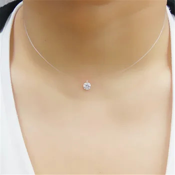 New 925 Silver Transparent Fishing Line Necklace Clear Zircon Pendant Sparkling Choker Necklace Hot Selling Women Jewelry
New 925 Silver Transparent Fishing Line Necklace Clear Zircon Pendant Sparkling Choker Necklace Hot Selling Women Jewelry