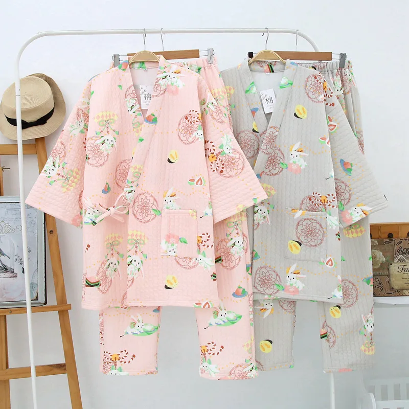 Japanese Kimono Pajamas Sets Cute Women's Yukata Long Pants Sleepwear Bathrobe Cotton Thicking Warm Nightgown Leisure Homewear
Japanese Kimono Pajamas Sets Cute Women's Yukata Long Pants Sleepwear Bathrobe Cotton Thicking Warm Nightgown Leisure Homewear