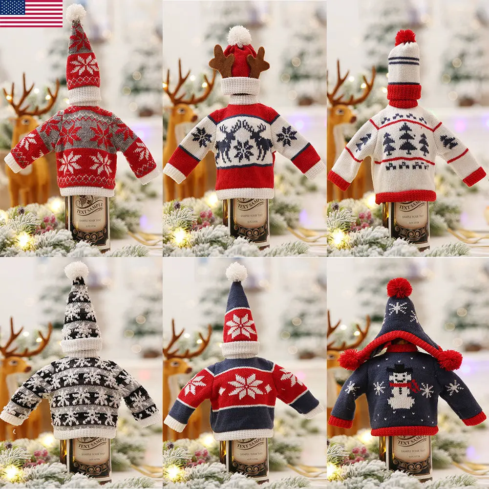Christmas Wine Bottle Decor Set Santa Claus Snowman Deer Bottle Cover Clothes Kitchen Decoration for New Year Xmas Dinner Party
Christmas Wine Bottle Decor Set Santa Claus Snowman Deer Bottle Cover Clothes Kitchen Decoration for New Year Xmas Dinner Party