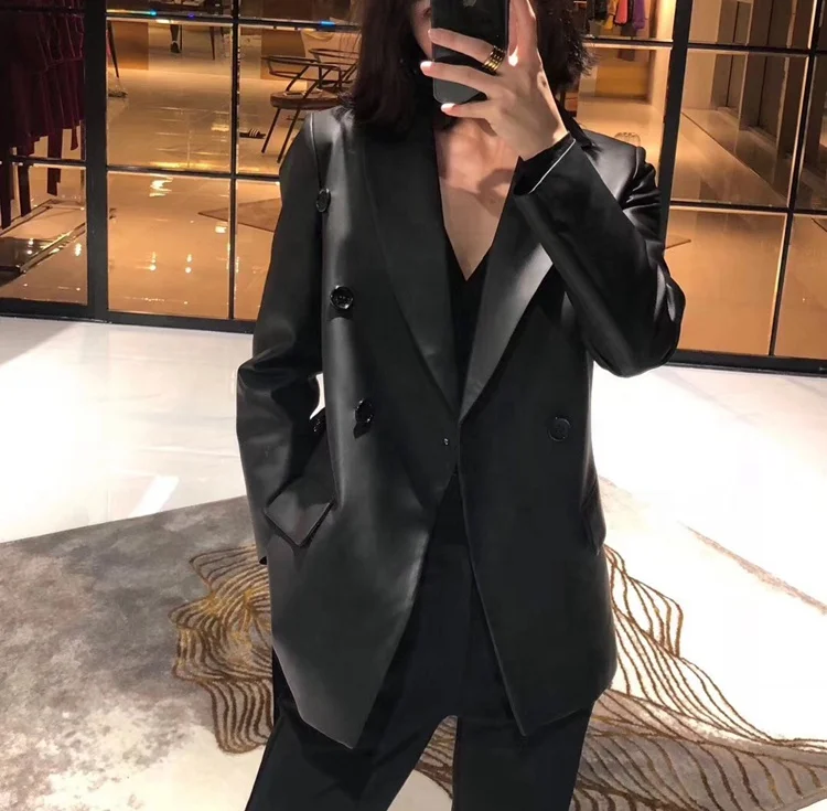 Spring Autumn Luxury Ladies Black Real Lambskin Leather Coats Casual Leather Jacket Belted Black Lapel Blazer For Office Lady
Spring Autumn Luxury Ladies Black Real Lambskin Leather Coats Casual Leather Jacket Belted Black Lapel Blazer For Office Lady