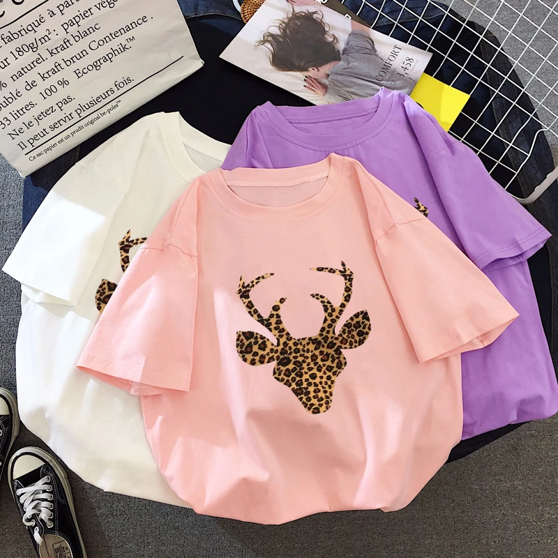 O-neck Leopard Print T-shirts Female Summer Cotton Loose Tee Shirt Women Tops Short Sleeve Casual Plus size Tshirt Femme 2019
O-neck Leopard Print T-shirts Female Summer Cotton Loose Tee Shirt Women Tops Short Sleeve Casual Plus size Tshirt Femme 2019