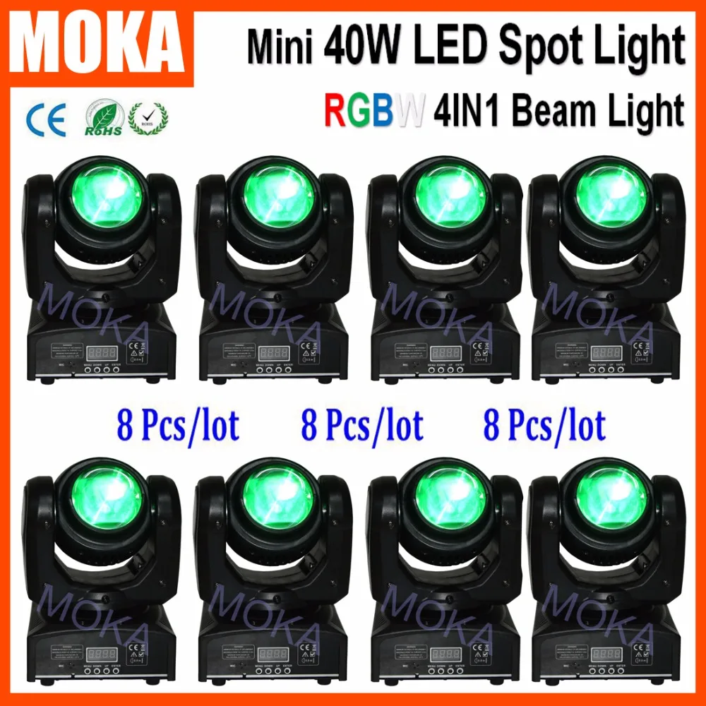 8 Pcs/lot Beam 40W Mini Moving Head Spot Disco Effect RGBW LED Light X axis 360 Degree Or Endless Rotation Y axis 180 Degree
8 Pcs/lot Beam 40W Mini Moving Head Spot Disco Effect RGBW LED Light X axis 360 Degree Or Endless Rotation Y axis 180 Degree