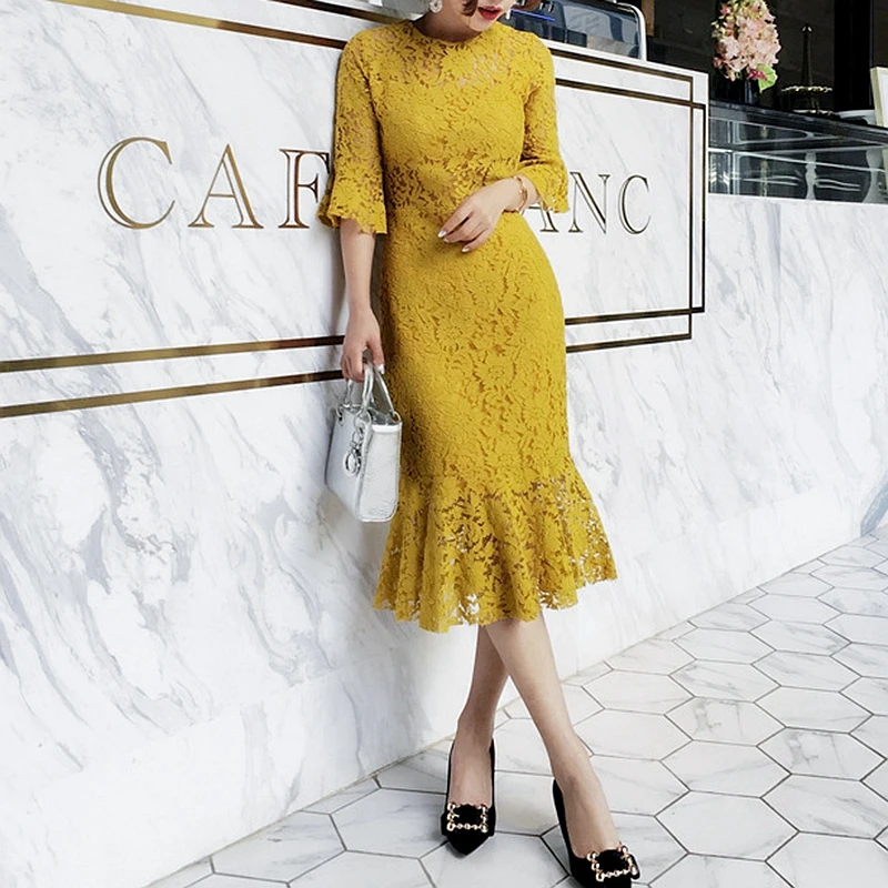 xiM&M@ch New Party Dress Yellow color O-neck Flare-Sleeve Back Zipper Rough cutted edge Mermaid Dress Lace fabric DR07786E
xiM&M@ch New Party Dress Yellow color O-neck Flare-Sleeve Back Zipper Rough cutted edge Mermaid Dress Lace fabric DR07786E