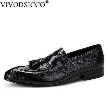 VIVODSICCO Classic Mens Loafer Genuine Leather Crocodile Slip On Formal Wedding Party banquet Dress Shoes Male Flats With Tassel
VIVODSICCO Classic Mens Loafer Genuine Leather Crocodile Slip On Formal Wedding Party banquet Dress Shoes Male Flats With Tassel