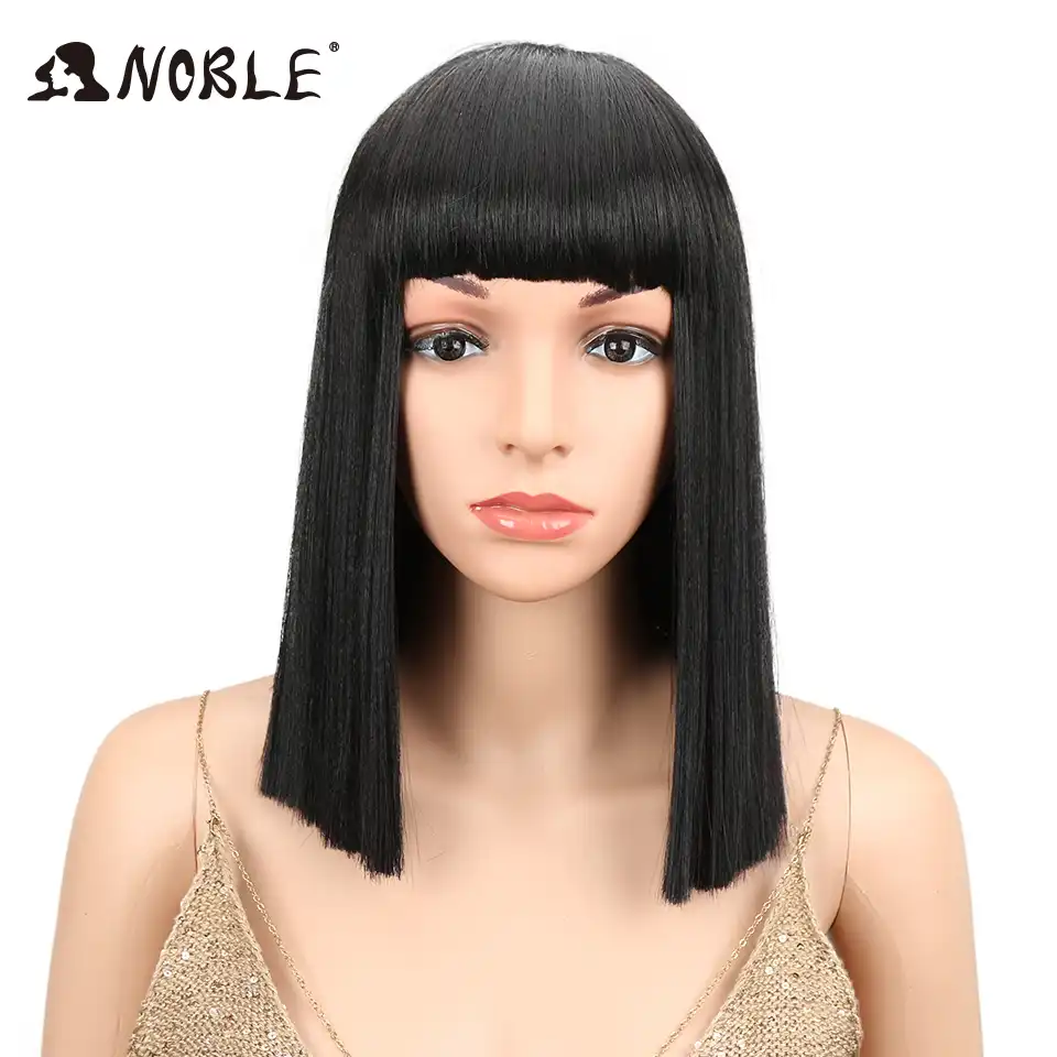 Noble Short Wig With Bangs 12 Heat Resistant Synthetic Hair