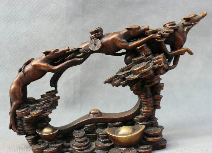 S4654 10" Chinese Pure Bronze 3 Hurtling Leopard Panther On RuYi YuanBao Coin Statue D0318
S4654 10" Chinese Pure Bronze 3 Hurtling Leopard Panther On RuYi YuanBao Coin Statue D0318
