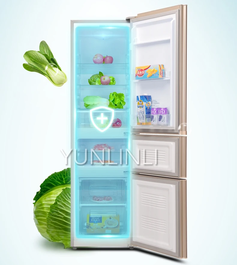 Бытовой Холодильник с тремя дверями бытовой энергосберегающий холодильник 206L