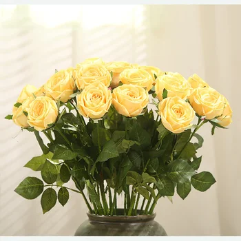 Artificial Flower One Rose Floral Bouquet Fake Flower Arrange Yellow Rose Table Wedding Flowers Decor Party Decoration
Artificial Flower One Rose Floral Bouquet Fake Flower Arrange Yellow Rose Table Wedding Flowers Decor Party Decoration