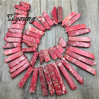 Red Imperial Jaspers Stick Slice Beads, Natural Emperor Stone Column Beads, Wholesale Spike Point Jewelry DIY Findings, MY1663 
Red Imperial Jaspers Stick Slice Beads, Natural Emperor Stone Column Beads, Wholesale Spike Point Jewelry DIY Findings, MY1663