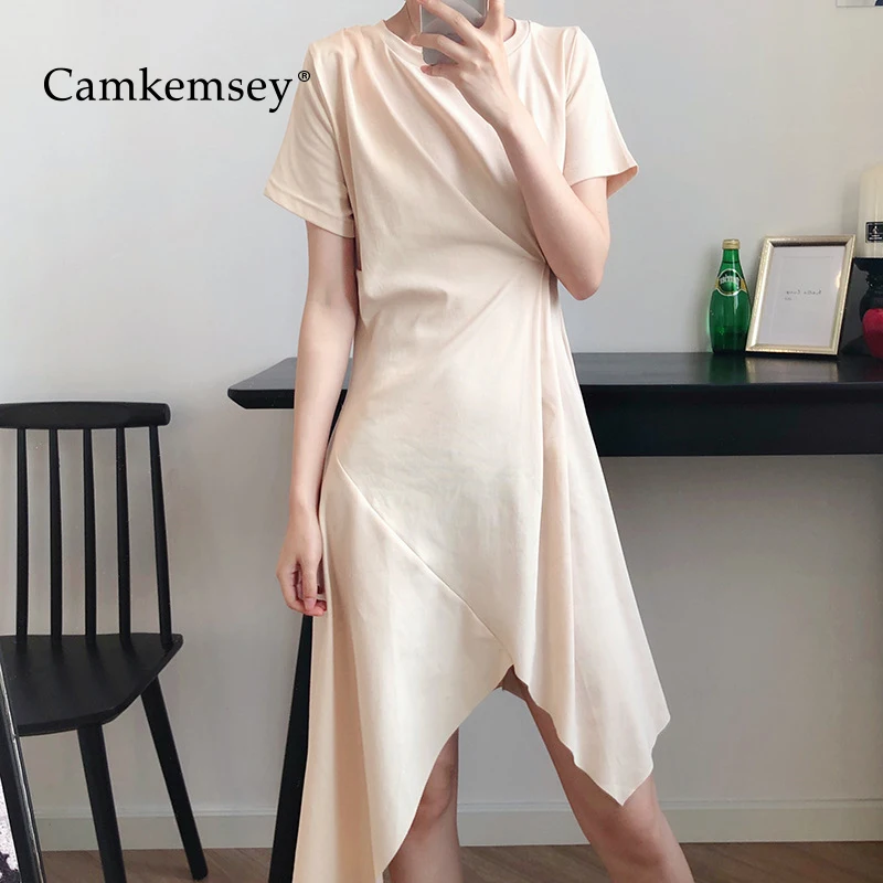 CamKemsey New Women Cotton Summer Casual Dress 2019 Fashion O-Neck Short Sleeve Twist Knot Split Irregular Party Dresses
CamKemsey New Women Cotton Summer Casual Dress 2019 Fashion O-Neck Short Sleeve Twist Knot Split Irregular Party Dresses