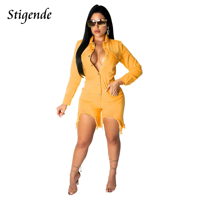 Stigende Long Sleeve Bodycon Denim Jeans Jumpsuit Women Turn Down Collar Short Jumpsuit Front Button Solid Ripped Denim Jumpsuit
Stigende Long Sleeve Bodycon Denim Jeans Jumpsuit Women Turn Down Collar Short Jumpsuit Front Button Solid Ripped Denim Jumpsuit