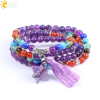 CSJA Natural Gem Stone Amethystine Bracelets Purple Crystal Tassel Rainbow 7 Chakra Beads Wrap Bracelet Meditation Jewelry F210
CSJA Natural Gem Stone Amethystine Bracelets Purple Crystal Tassel Rainbow 7 Chakra Beads Wrap Bracelet Meditation Jewelry F210