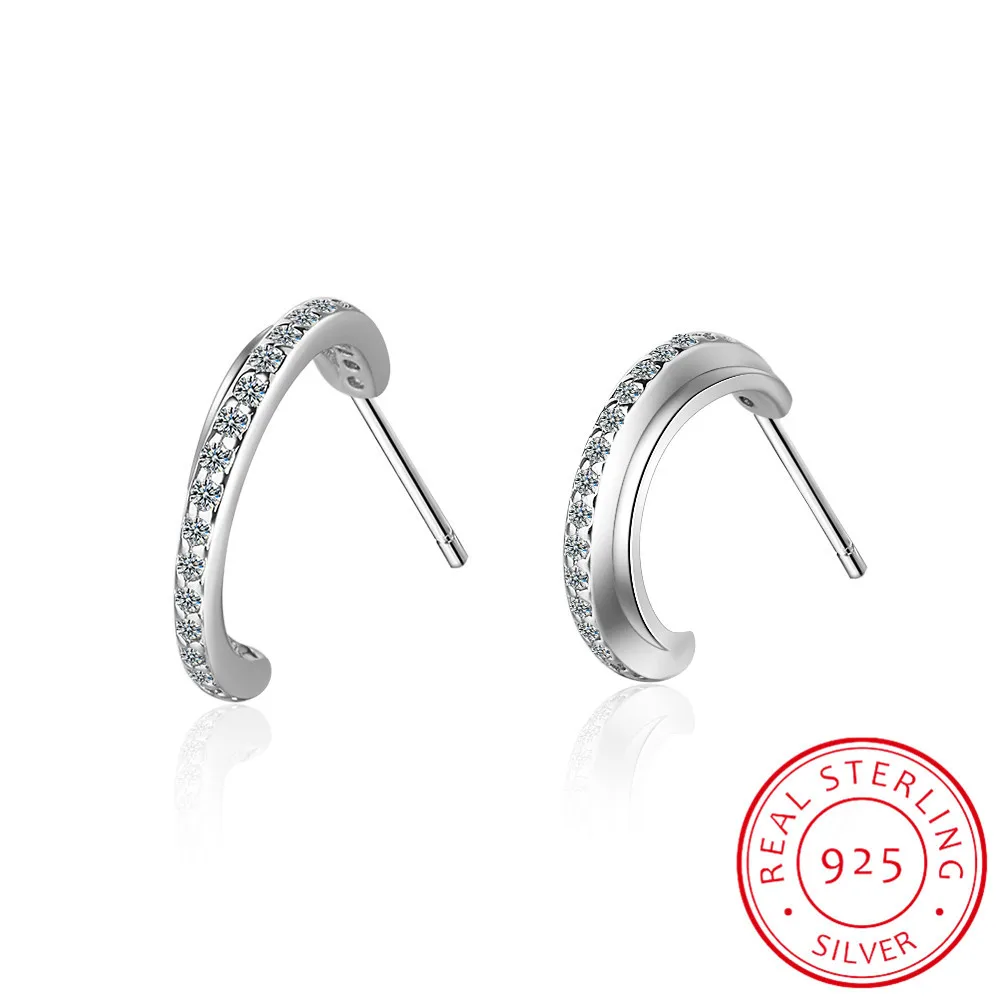 925 Sterling Silver Ear Bone Ear Wire Elegance Trendy Paved Cz Double Line Women Half Moon Circle Stud Earrings For Womens Gift
925 Sterling Silver Ear Bone Ear Wire Elegance Trendy Paved Cz Double Line Women Half Moon Circle Stud Earrings For Womens Gift