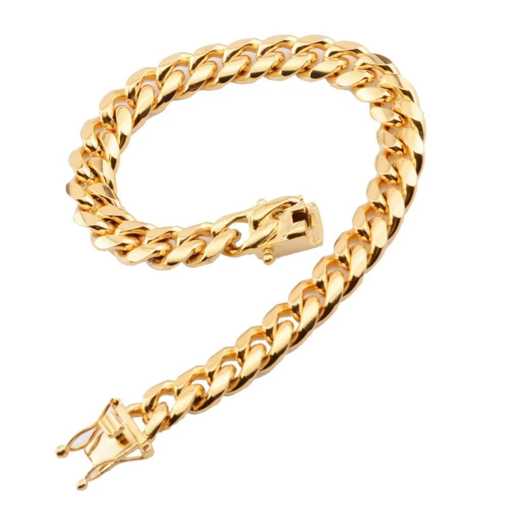 10mm 7-11" New Arrive Dragon Lock Clasp Stainless Steel Link Gold Miami Cuban Curb Chain Men's Women's Bangle Bracelet Jewelry
10mm 7-11" New Arrive Dragon Lock Clasp Stainless Steel Link Gold Miami Cuban Curb Chain Men's Women's Bangle Bracelet Jewelry