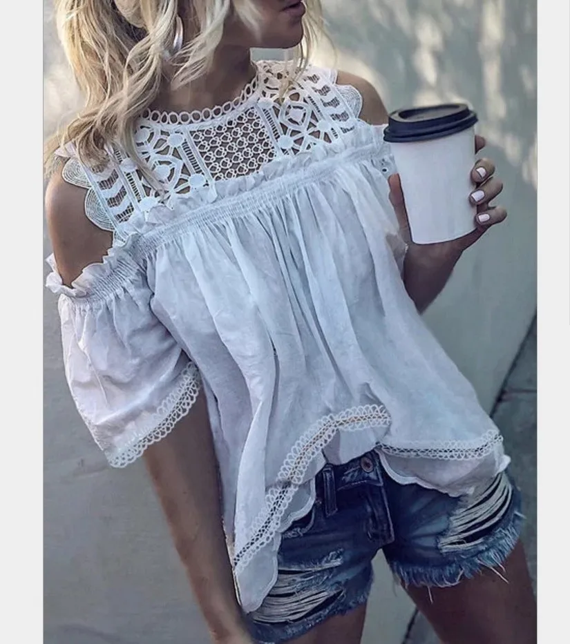 2019 New burn-out lady's round collar shoulder hollowed out lady's medium-sleeved shirt
2019 New burn-out lady's round collar shoulder hollowed out lady's medium-sleeved shirt