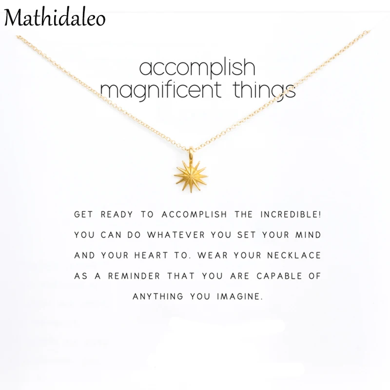 Accomplish Magnificent Things Charm Necklace Gold Color Pendant Clavicle Necklace Statement Necklace Women Jewelry T0302
Accomplish Magnificent Things Charm Necklace Gold Color Pendant Clavicle Necklace Statement Necklace Women Jewelry T0302