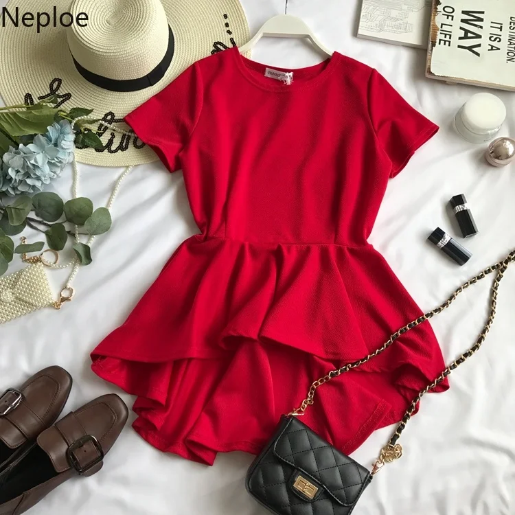 Neploe Summer Short Sleeve Shirt Women 2019 New Casual Solid Color Loose O-neck Blouse Irregular Ruffles Hem Top Shirts 52232
Neploe Summer Short Sleeve Shirt Women 2019 New Casual Solid Color Loose O-neck Blouse Irregular Ruffles Hem Top Shirts 52232