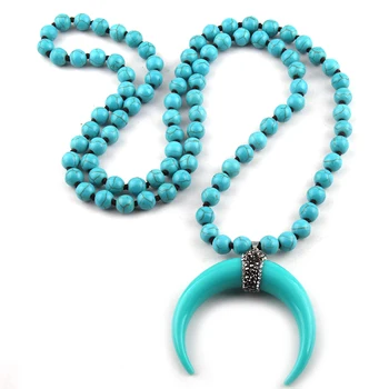 MOODPC Fashion Bohemian Jewelry Blue/White Color Knotted Stone Moon Pendant Necklaces For Women
MOODPC Fashion Bohemian Jewelry Blue/White Color Knotted Stone Moon Pendant Necklaces For Women
