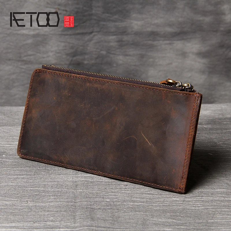 AETOO Retro Mad Horse Leather double zipper long Wallet card Package One pack handmade head layer cowhide men's mobile phone bag
AETOO Retro Mad Horse Leather double zipper long Wallet card Package One pack handmade head layer cowhide men's mobile phone bag