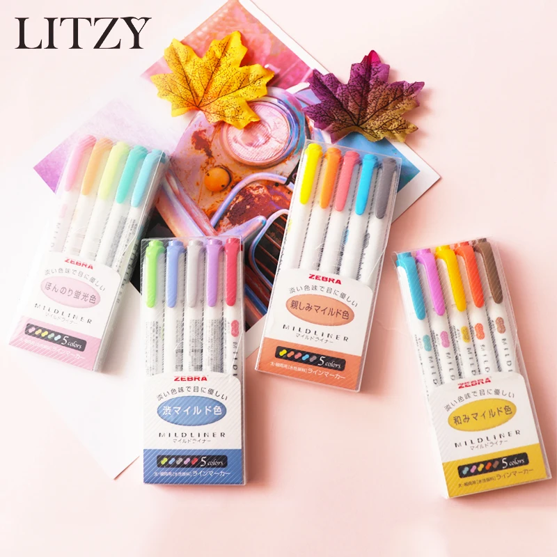 Japanese Zebra Mild Liner Double Headed Highlighter Pen Drawing Marker Pens Zebra Mildliner Scribble Stationery 5Pcs/Set
Japanese Zebra Mild Liner Double Headed Highlighter Pen Drawing Marker Pens Zebra Mildliner Scribble Stationery 5Pcs/Set
