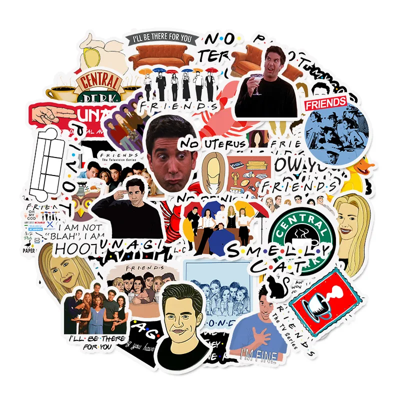 50Pcs American TV Series:Friends Stickers Laptop iPad Suitcases Luggage Skateboard Surfboard Decoration Macbook Bicycle Stickers
50Pcs American TV Series:Friends Stickers Laptop iPad Suitcases Luggage Skateboard Surfboard Decoration Macbook Bicycle Stickers