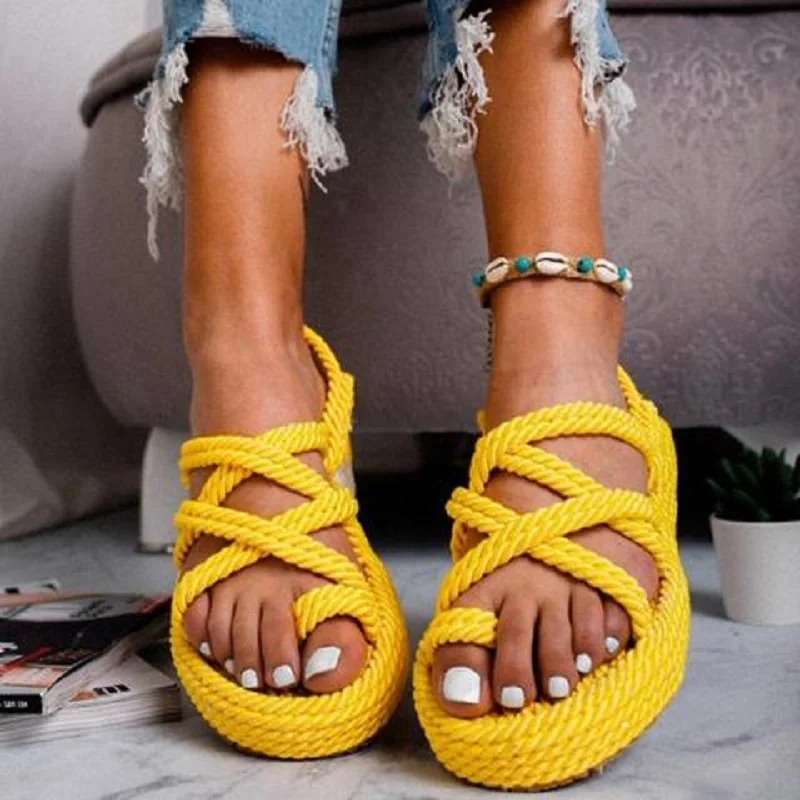 Summer gladiator open toe women sandals hemp cross strap platform ladies shoes roman flat beach slippers flip flops big size
Summer gladiator open toe women sandals hemp cross strap platform ladies shoes roman flat beach slippers flip flops big size