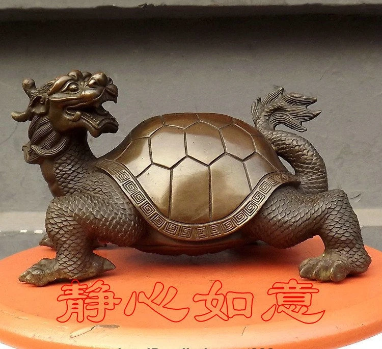 China Folk Feng Shui Attract Wealth Dragon turtle Tortoise Bronze Art Sculpture
China Folk Feng Shui Attract Wealth Dragon turtle Tortoise Bronze Art Sculpture