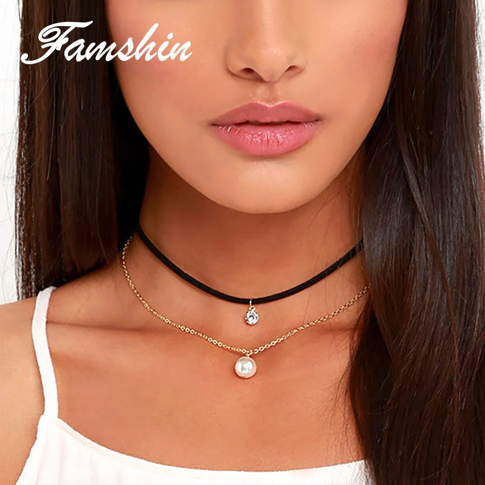 FAMSHIN New Fashion Cute Crystal Pendant Necklace For Women Gold Color Simulated Pearl Charm Multilayer Chain Choker Jewelry
FAMSHIN New Fashion Cute Crystal Pendant Necklace For Women Gold Color Simulated Pearl Charm Multilayer Chain Choker Jewelry