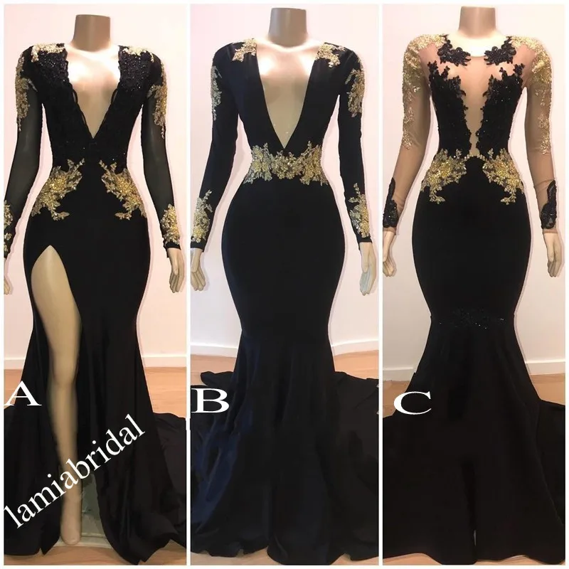 Sexy Black Plus Size Mermaid Prom Dresses 2K19 Gold Lace Appliques Sequined Beaded Girls Arabic 2019 vestidos de fiesta largos
Sexy Black Plus Size Mermaid Prom Dresses 2K19 Gold Lace Appliques Sequined Beaded Girls Arabic 2019 vestidos de fiesta largos