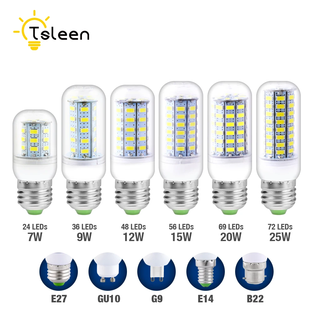 10x E27 LED 24 36 48 56 69 72 Led SMD5730 E14 G9 Lamp Light AC 220V 110V Corn Bulb Chandelier Lights & Lighting Warm Cool White
10x E27 LED 24 36 48 56 69 72 Led SMD5730 E14 G9 Lamp Light AC 220V 110V Corn Bulb Chandelier Lights & Lighting Warm Cool White