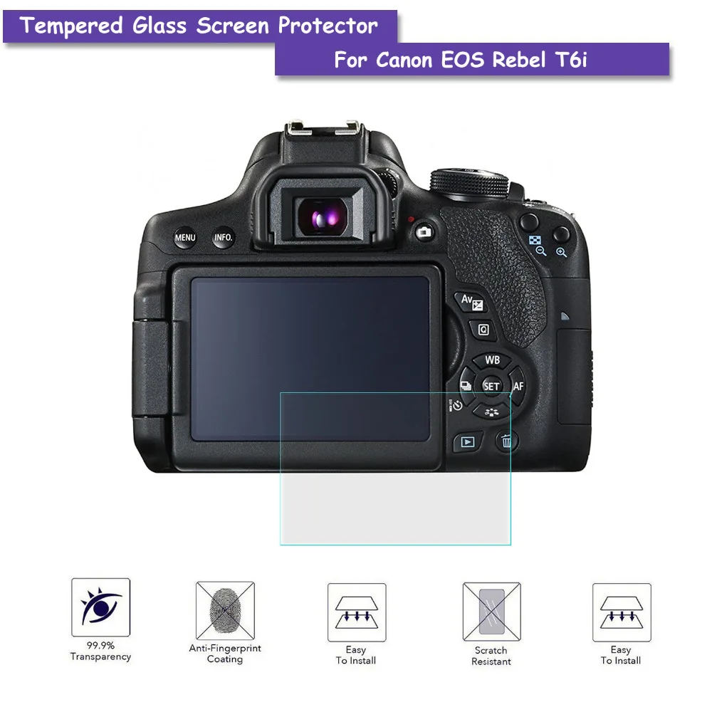 9H Tempered Glass LCD Screen Protector Shield Real Glass Film for Canon EOS Rebel T6i Camera Accessories
9H Tempered Glass LCD Screen Protector Shield Real Glass Film for Canon EOS Rebel T6i Camera Accessories