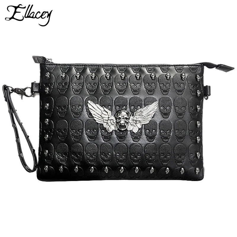 Punk Vintage Gothic Skull Embossing Rivets Clutch Bag Men Women PU Leather Black Wrist Bag Moto Biker Shoulder Crossbody Bags
Punk Vintage Gothic Skull Embossing Rivets Clutch Bag Men Women PU Leather Black Wrist Bag Moto Biker Shoulder Crossbody Bags