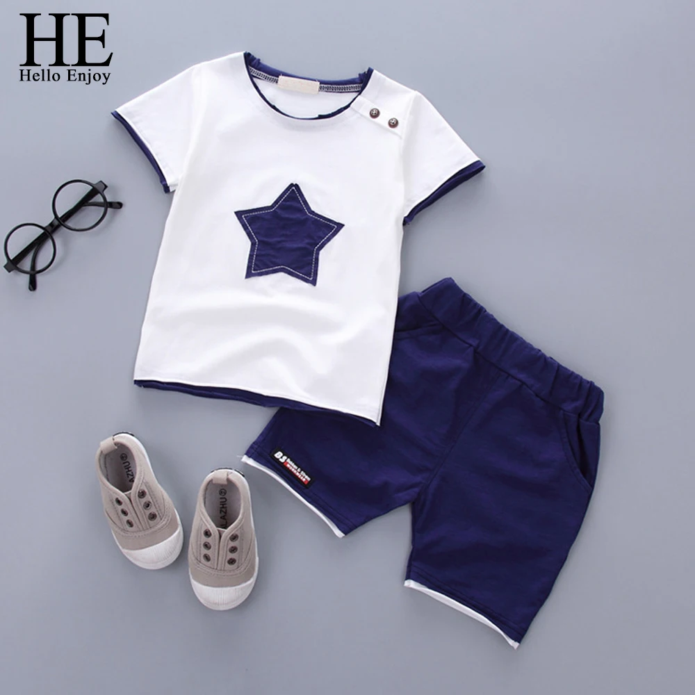 HE Hello Enjoy 2PCS Suit Baby Boy Clothes Children Summer Toddler Boys Clothing Set Cartoon 2019 Kids Applique Stars Tops Shorts 20