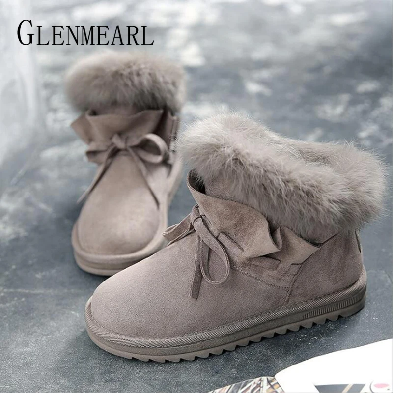 Women Boots Snow Ankle Winter Shoes Real Rabbit Fur Warm Plush Boot Female Casual Butterfly knot Lace up Round Toe Ladies Shoe
Women Boots Snow Ankle Winter Shoes Real Rabbit Fur Warm Plush Boot Female Casual Butterfly knot Lace up Round Toe Ladies Shoe