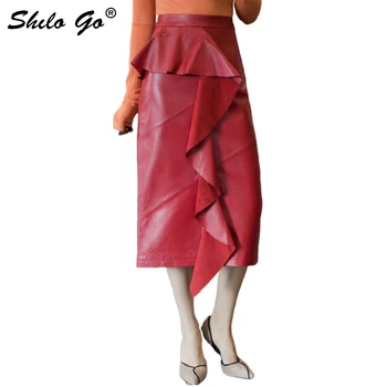 Ruffles Leather Skirt Womens Elegant High Waist Sheepskin Genuine Leather Skirt Office Lady Female Ankle Lenght Pencil Skirts
Ruffles Leather Skirt Womens Elegant High Waist Sheepskin Genuine Leather Skirt Office Lady Female Ankle Lenght Pencil Skirts