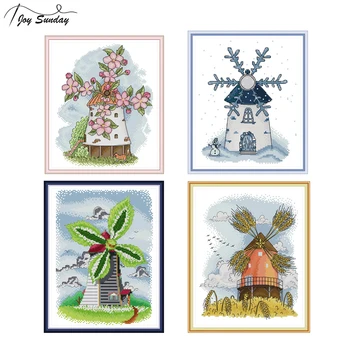 Joy Sunday Four Seasons Windmill Cross Stitch Fabric Aida 14ct 11ct Ptinted On Canvas Counted Cross Stitch Kits For Embroidery
Joy Sunday Four Seasons Windmill Cross Stitch Fabric Aida 14ct 11ct Ptinted On Canvas Counted Cross Stitch Kits For Embroidery