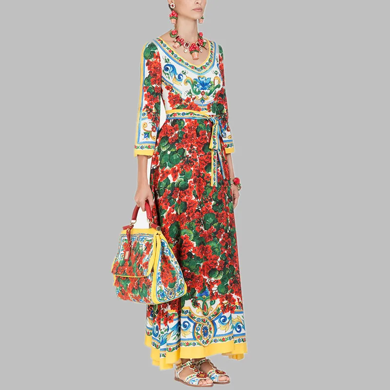 HAMALIEL Summer Runway Designer Long Party Dress 2019 Women Printed Rose Split Flare Sleeve Dress Vintage Sexy V Neck Vestidos
HAMALIEL Summer Runway Designer Long Party Dress 2019 Women Printed Rose Split Flare Sleeve Dress Vintage Sexy V Neck Vestidos