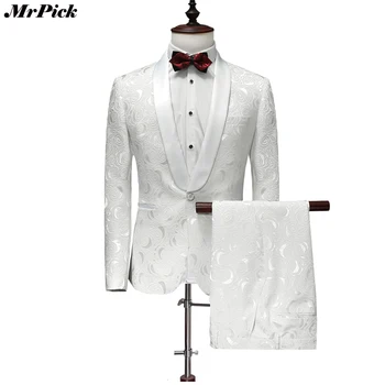 (Jacket+Pants) 2017 New Men Tuxedo Fashion Designer Brand White Floral Flower Suits
(Jacket+Pants) 2017 New Men Tuxedo Fashion Designer Brand White Floral Flower Suits