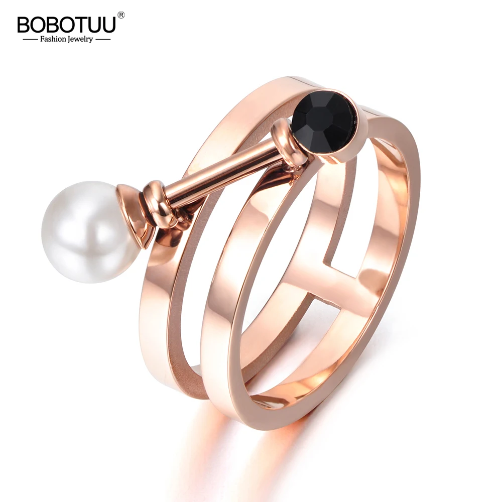 BOBOTUU New Design Simulated Pearl & Black Cubic Zirconia Ring Jewelry Titanium Steel Engagement Wedding Rings For Women BR17140
BOBOTUU New Design Simulated Pearl & Black Cubic Zirconia Ring Jewelry Titanium Steel Engagement Wedding Rings For Women BR17140