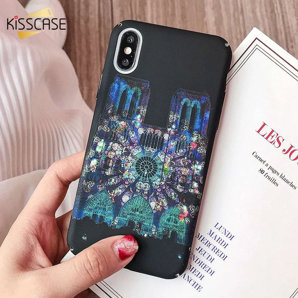 KISSCASE Notre Dame de Paris Pattern Case For iPhone 7 8 XR XS Max X 5S 5 6S 6 Plus Luminous Hard Phone Coque |