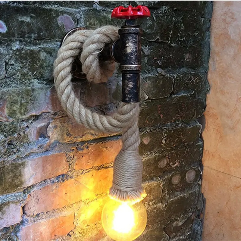 Vintage E27 iron Rust Water pipe hemp wall lamps Loft Industrial Wind wall lights for living room bedroom Cafe Restaurant bar
Vintage E27 iron Rust Water pipe hemp wall lamps Loft Industrial Wind wall lights for living room bedroom Cafe Restaurant bar