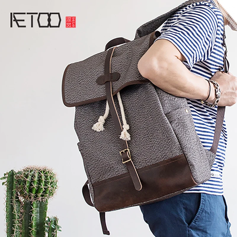 AETOO Pepper salt Large capacity shoulder bag Canvas Trend Retro Backpack College computer Bag
AETOO Pepper salt Large capacity shoulder bag Canvas Trend Retro Backpack College computer Bag
