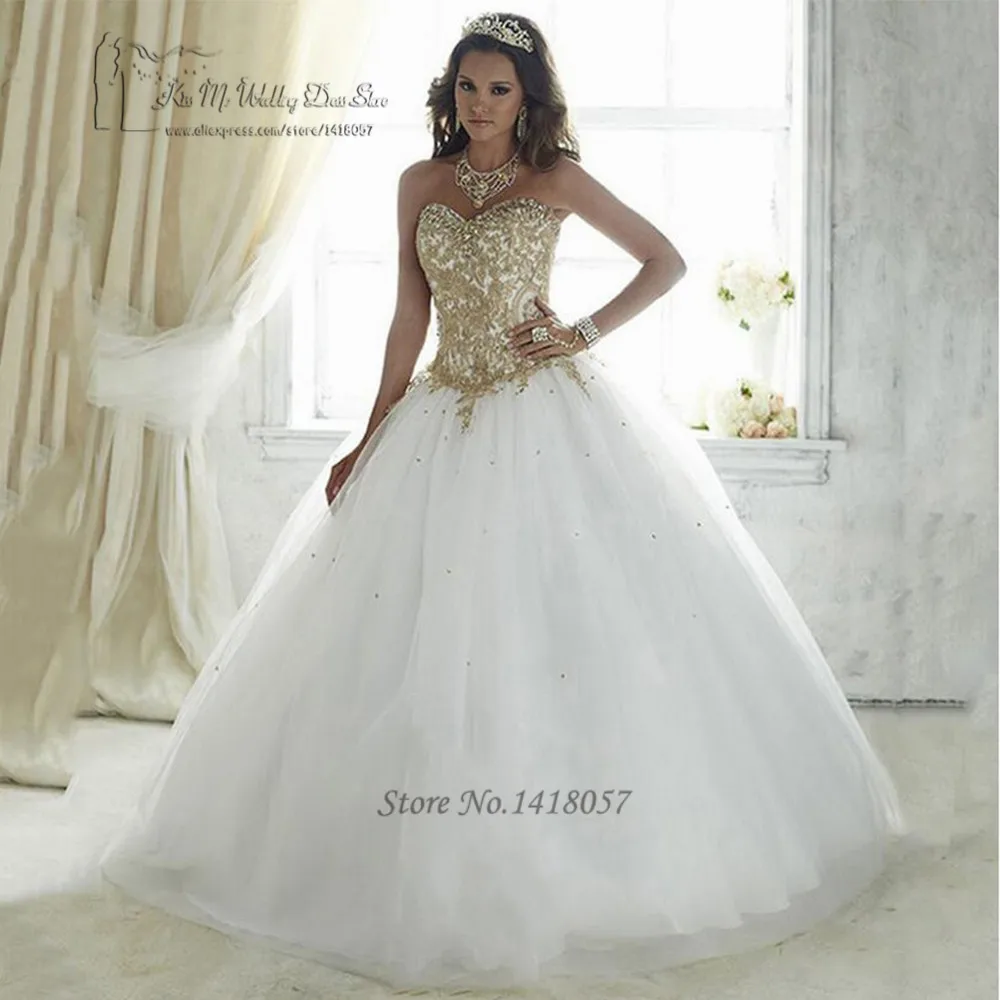 Vestidos de 15 Anos White Cheap Quinceanera Gowns Sweet 16 Ball Gowns Dresses 2017 Gold Lace Debutante Gown Tulle Beads Crystals
Vestidos de 15 Anos White Cheap Quinceanera Gowns Sweet 16 Ball Gowns Dresses 2017 Gold Lace Debutante Gown Tulle Beads Crystals