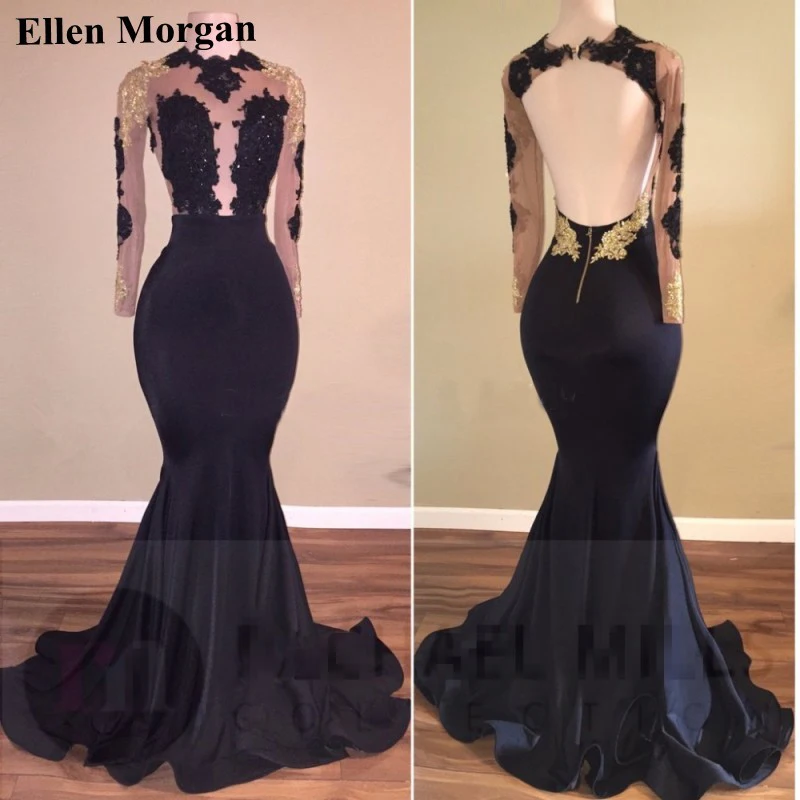 black lace prom dress